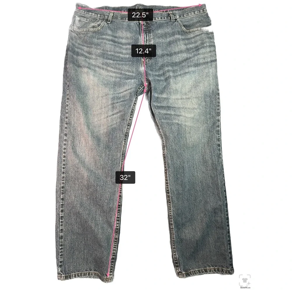 Mens Levi's 559 Relaxed Straight Jeans 44x32 (fits 45x32) Blue Medium Wash Denim